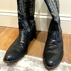 Larry Mahan size 10D black lizard skin boots